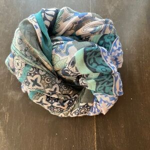 Soft Scarf in Aqua Colors, Boho Pattern, Soft Colors, Beautiful for Any Occasion